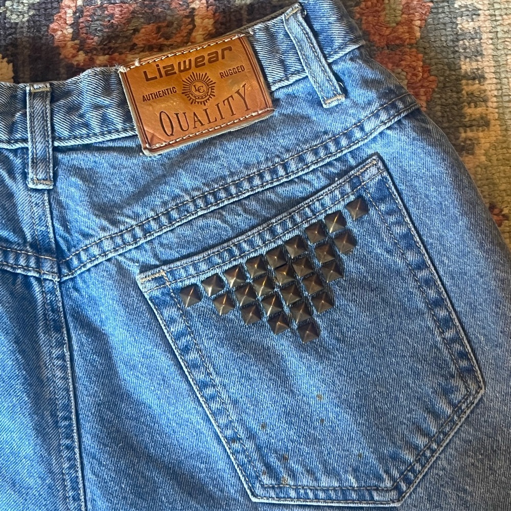 Vintage Lizwear Distressed Studded Denim Jean Shorts